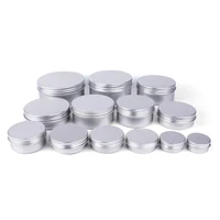 5101520305060100150200250g aluminum tins with lids silvery tin cans round metal box empty ceam jar cosmetic containers