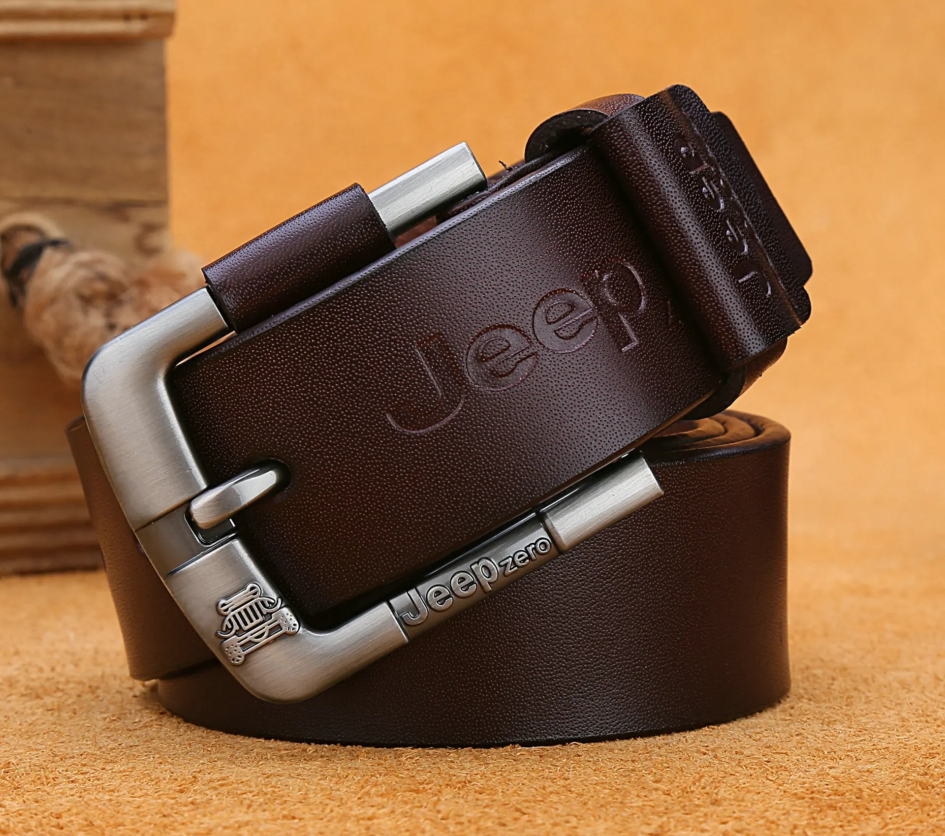 Designer Jeep zero 100% Upper Genuine Leather Alloy Pin Buckle Belt For Men Business Fancy Vintage Jean Cintos Belts | Аксессуары для