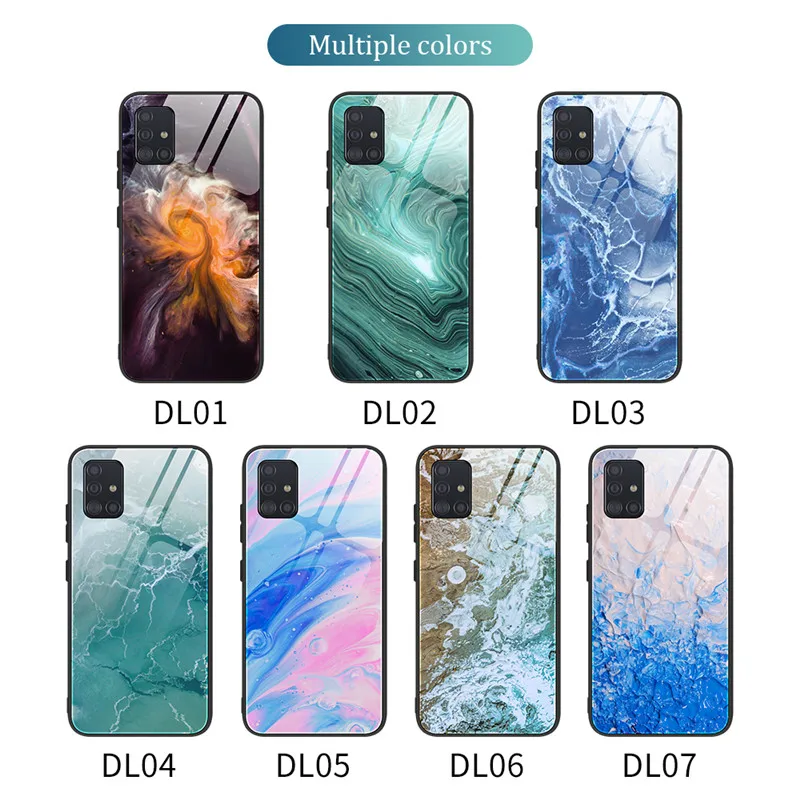

Luxury Marble Tempered Phone Glass Case for Samsung Galaxy A70 A51 A71 A20 A30 A50 A81 Note 10 9 S20 Ultra S10 S10E S9 Plus case