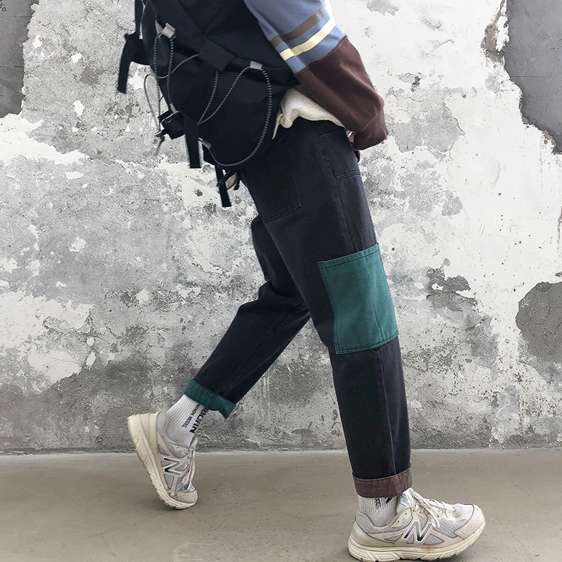 Мужские брюки с широкими штанинами 2019 повседневные мешковатые модные