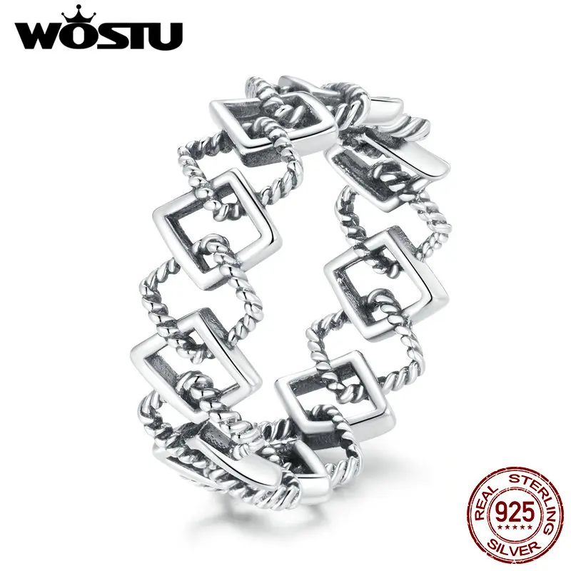 WOSTU 925 Стерлинговое Серебро геометрической формы Оригинальное кольцо твист