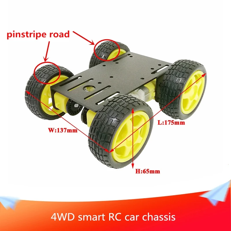 Tires Pinstripe Road 1 Set 4WD Smart RC Car Chassis Kit Metal for Robot Education Modification DIY Tank Model Maker Teaching | Игрушки и
