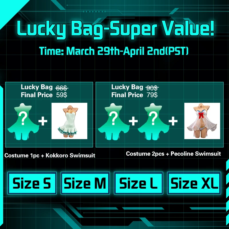 Супер стоимость Lucky Bag окончательная цена 2шт 59 $3 шт 79 $ Realese 29 марта|Костюмы аниме| |