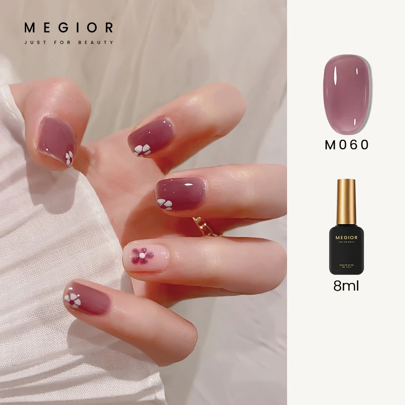 Полупрозрачный Гель-лак для ногтей MEGIOR 8 мл Желейный гель прозрачный розовый цвет