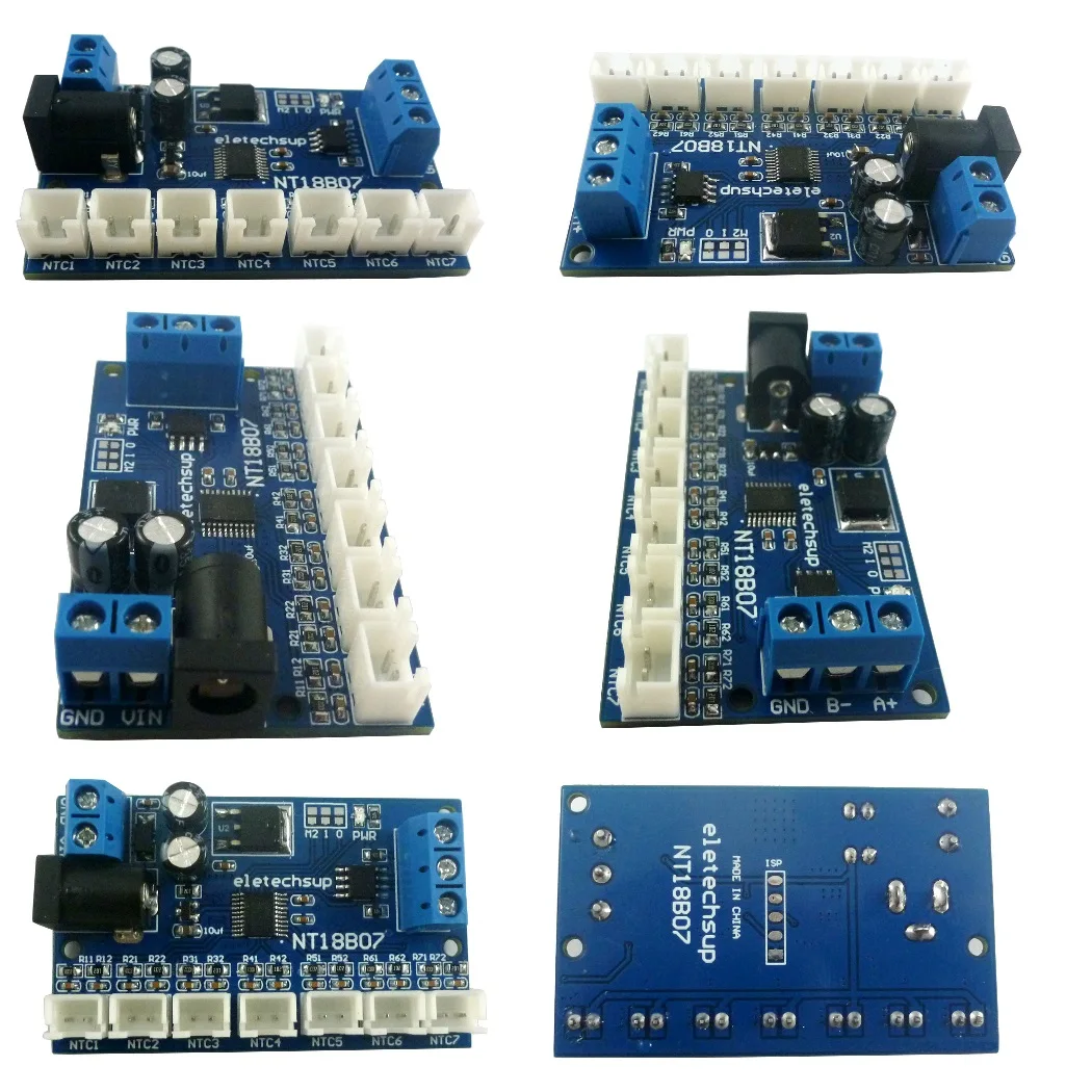7x10K 3950 1% NTC и 7CH RS485 Плата датчика температуры Modbus Rtu дистанционный модуль сбора для