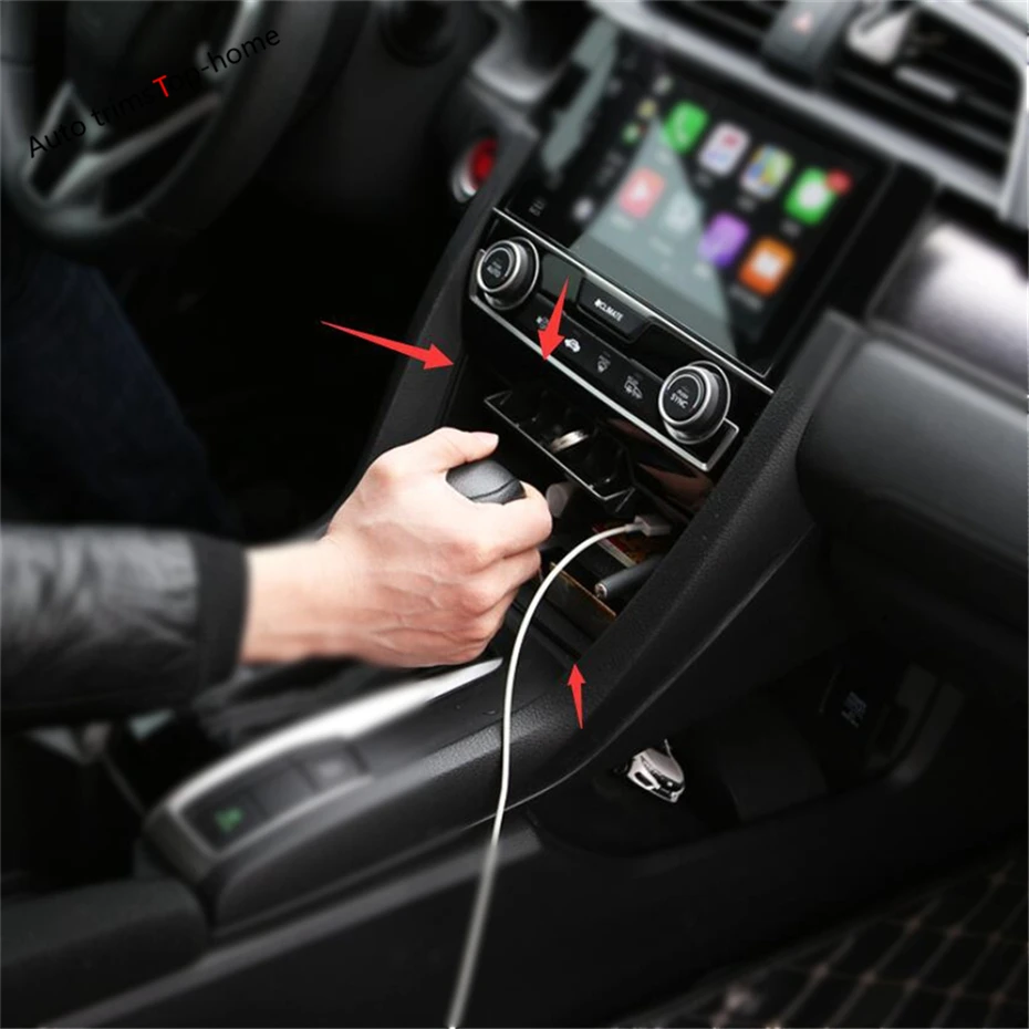 Yimaautotrim Средний контрольный контейнер для хранения, контейнер для монет, многосеточная коробка, крышка, комплект для Honda Civic-, обновленная версия