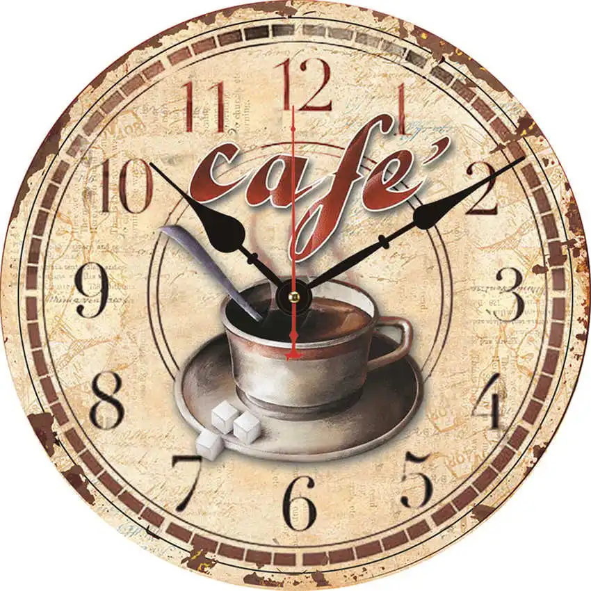 Coffee Clock D Антикварные настенные часы, кухонные часы, потертые Ретро часы для декора кухни, Новое поступление - Цвет: Coffee Clock D