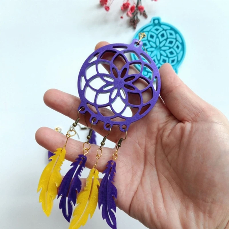 

1 Set Dream Catcher Feather Epoxy Resin Mold Jewelry Keychain Silicone Mould Handmade DIY Crafts Pendant Decoration Mold