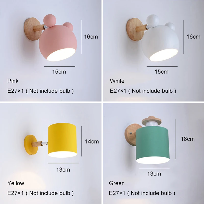 

Adjustable Led Wall Lights for Home Nordic Vintage Wall Lamp Bedroom Living Room Kids Room Vanity Light Wood Iron E27 110V 220V