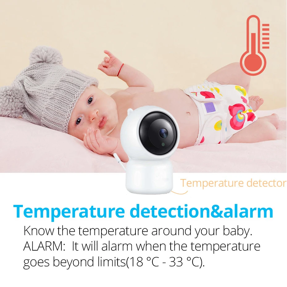 Wouwon Дисплей Температура играть Колыбельная HD Mini IP Камера Wi Fi видеонаблюдения