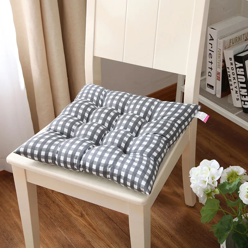 

Grey Grid Seat Cushion 40*40cm Student Stool Soft Pad Thicken Dining Chair Mat Cushions Tatami Pads For Home Decor Square Pillow