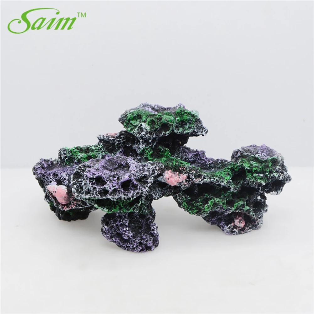 Saim 10.8" Aquariums Accessories Artificial Coral Reef Coral Reef Shell Stones Fish Tank Decoration Aquarium Resin Coral Decor