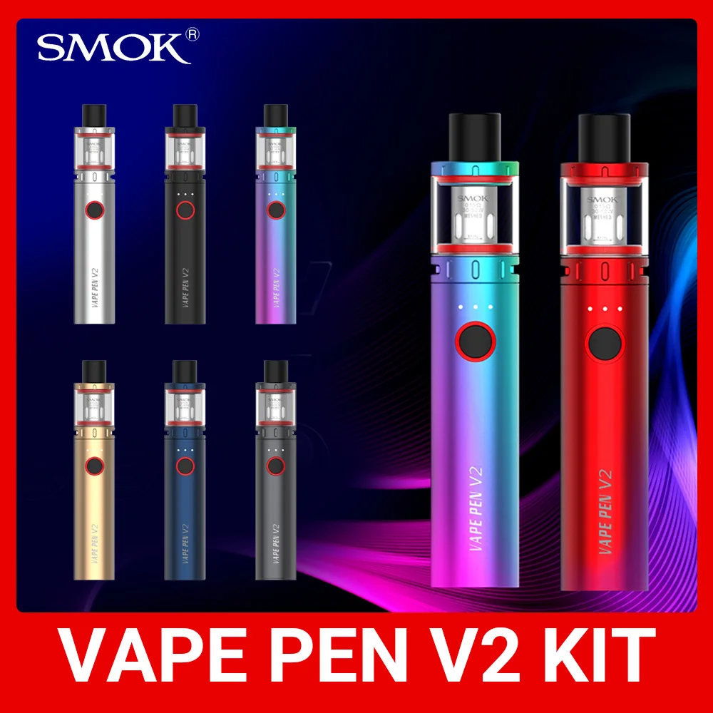 SMOK Vape Pen V2 Kit Box Mod 1600mah Battery 60W Electronic Cigarette 3ML Pod System Tank Vaporizer Meshed Coil drip tip 510