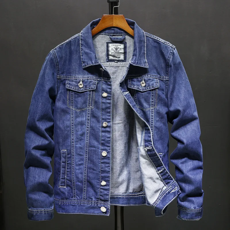 Куртка для мужчин Сезон весна осень Синие джинсовые куртки джинсы модные