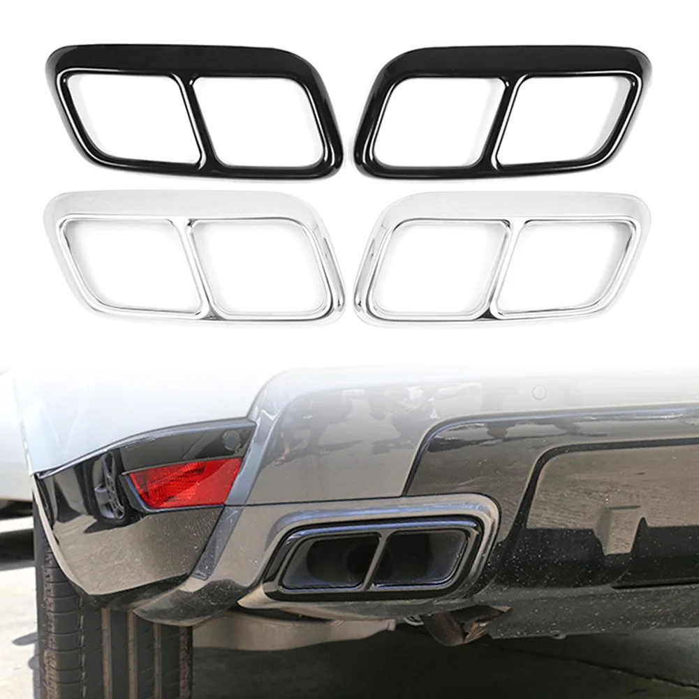 2PCS Stainless Steel Auto Rear Exhaust Muffler Tail Pipe Cover Trim For Land Rover Range Rover Sport 2018-2019