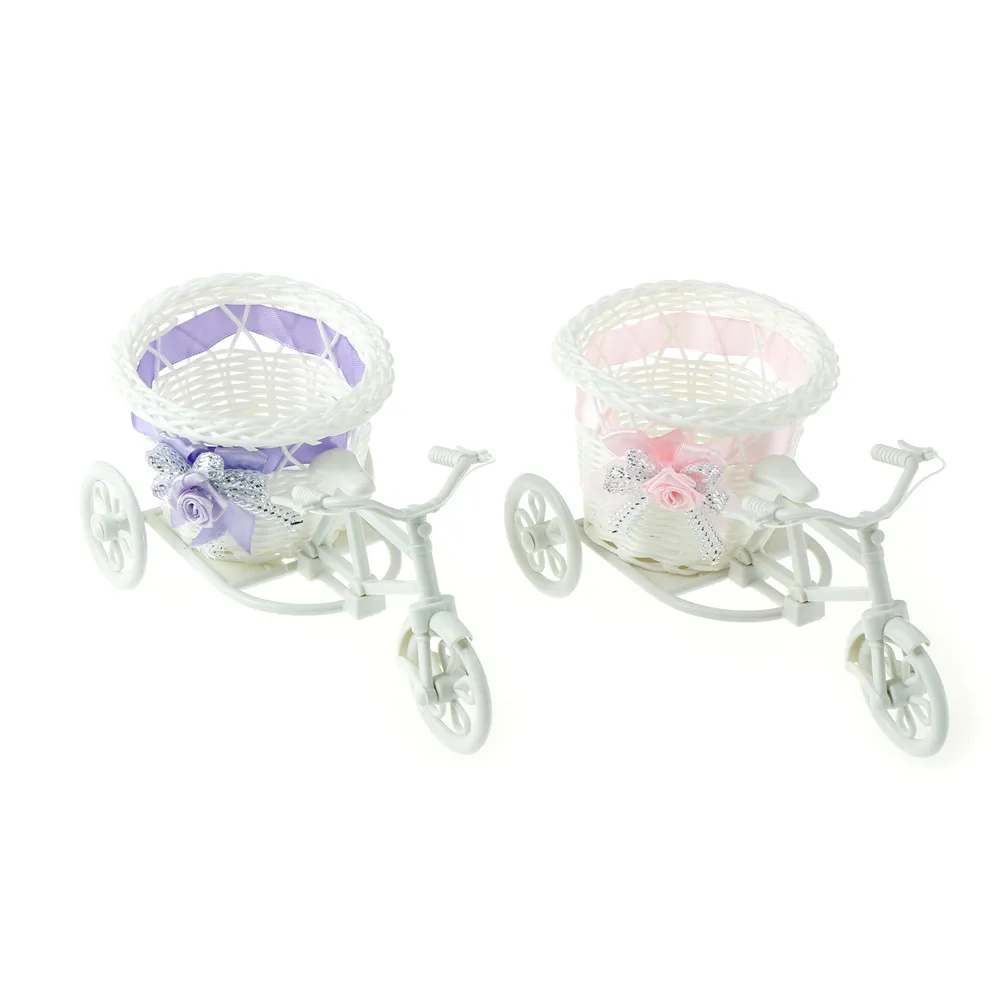 

DIY Plastic White Tricycle Bike Flower Basket Bicycle Container For Flower Plant Home Wedding Party Decoration Wreaths