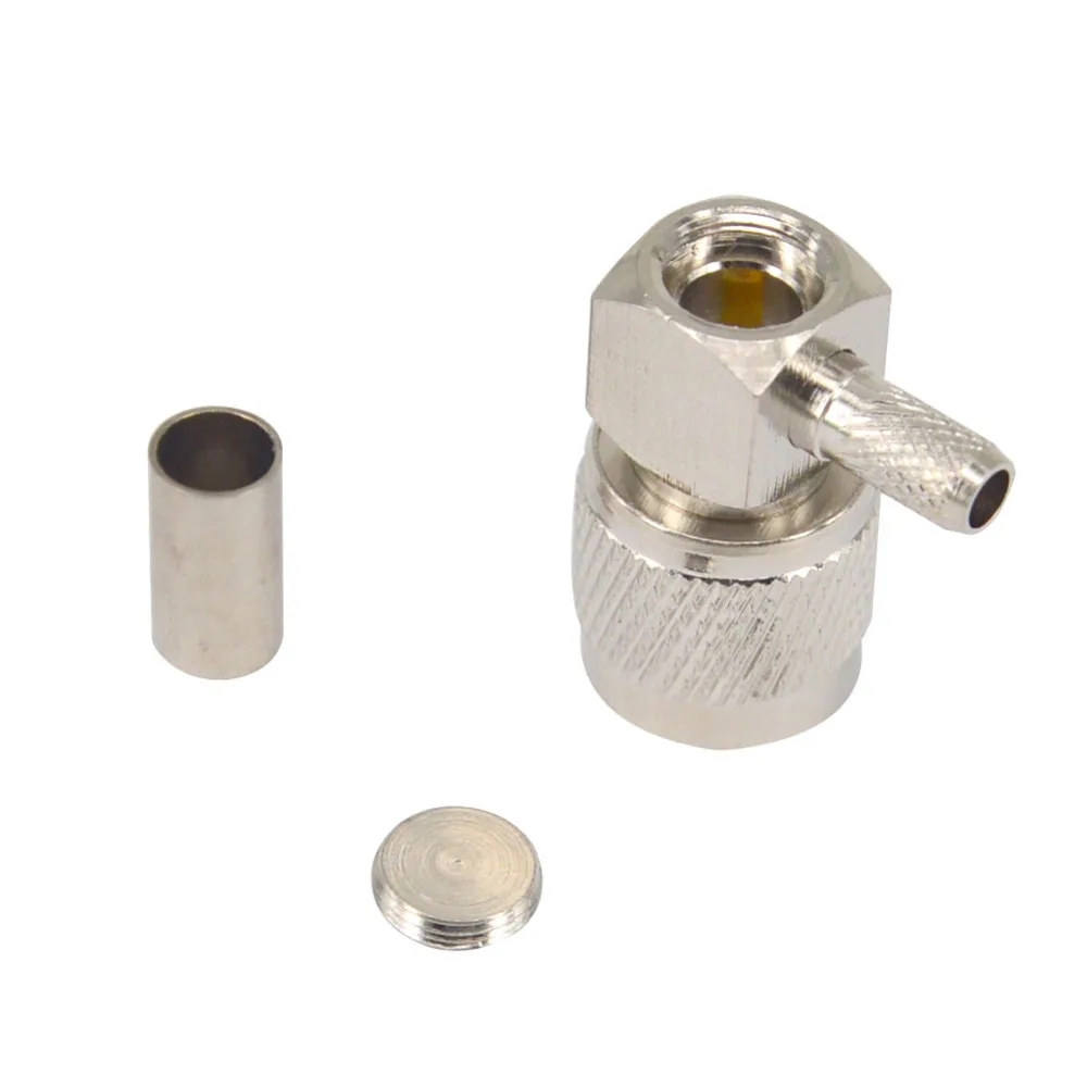 

TNC male plug 90 Degree crimp RG58 RG142 LMR195 RG400 cable right angle Connector