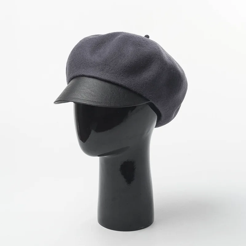 Женский шерстяной берет COKK винтажный капор толстый теплый с кожаными полями