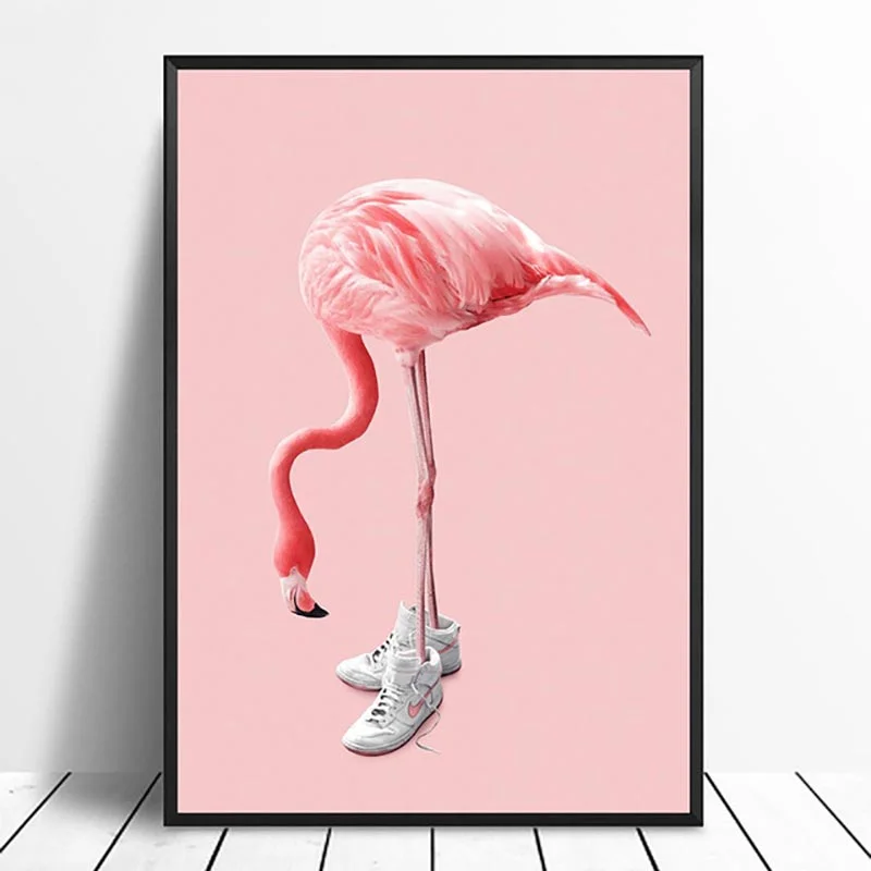 

Wall Art Canvas Painting Sneaker Flamingo Pink Canvas Nordic Style Home Decor Painting Prints Poster for Living Room Decor