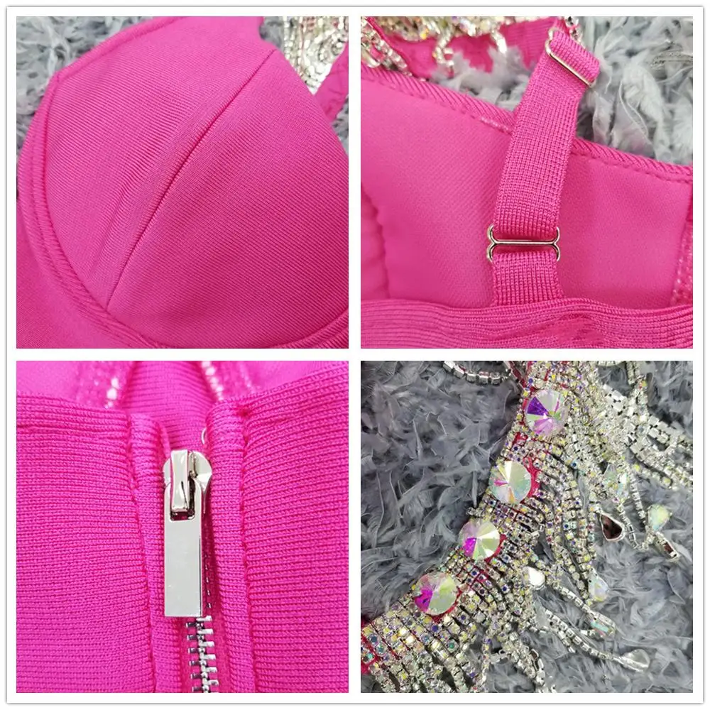 

2020 New Bandage Dress Beading Summer Autumn Sleeveless Sexy Bandage Dresses High Quality Ladies Clothing Celebrity Women