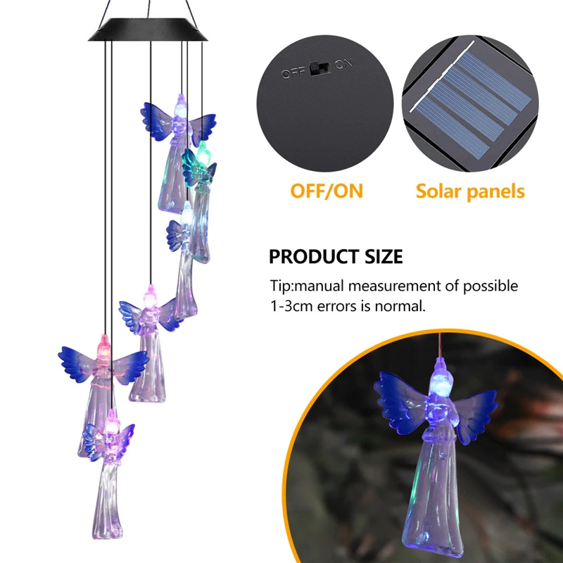 Ветряная колокольчика на солнечной батарее подвесной водонепроницаемый