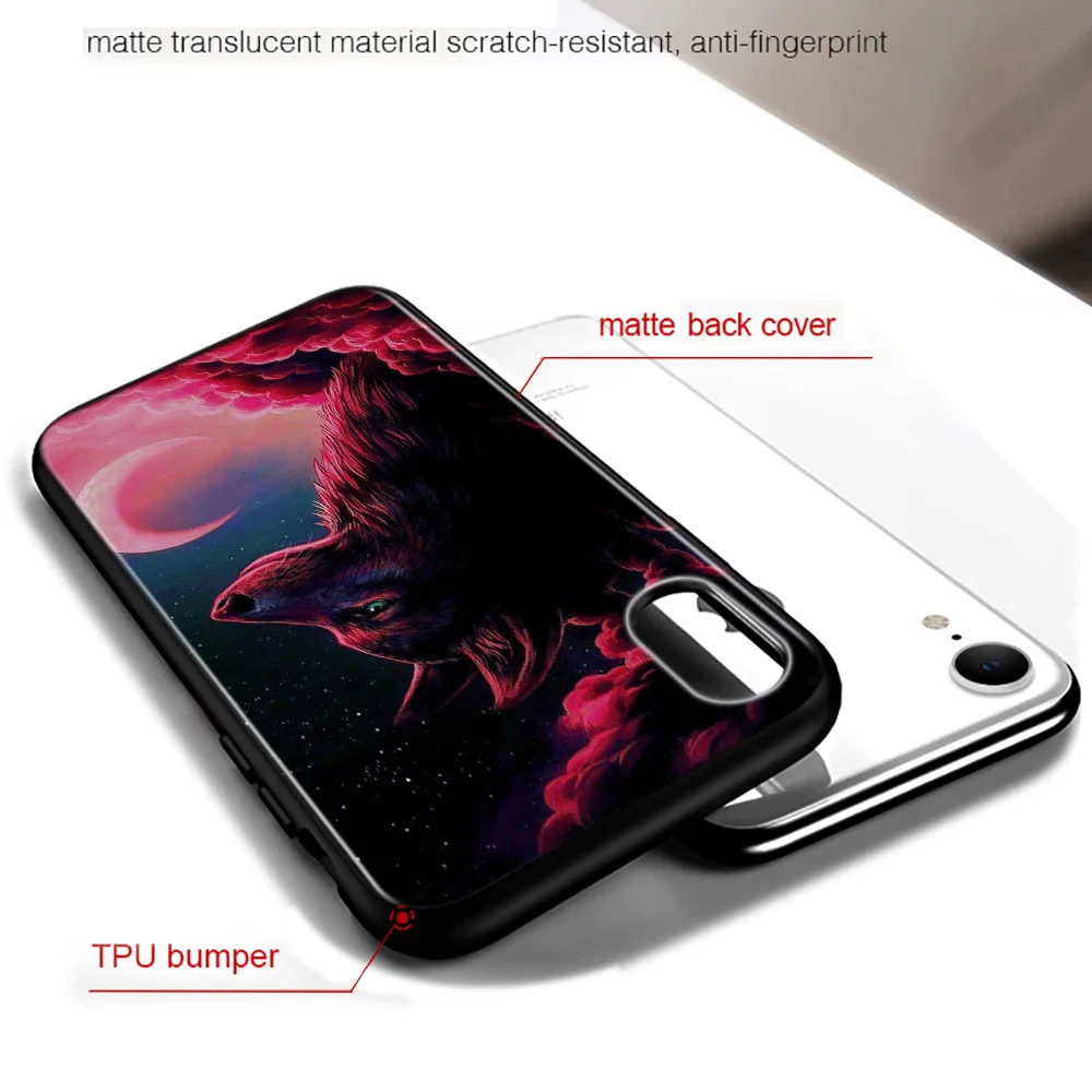 Чехол для телефона iPhone 11 Pro XS Max X XR милый Снежный волк 6S 6 7 8 Plus яркий черный мягкий