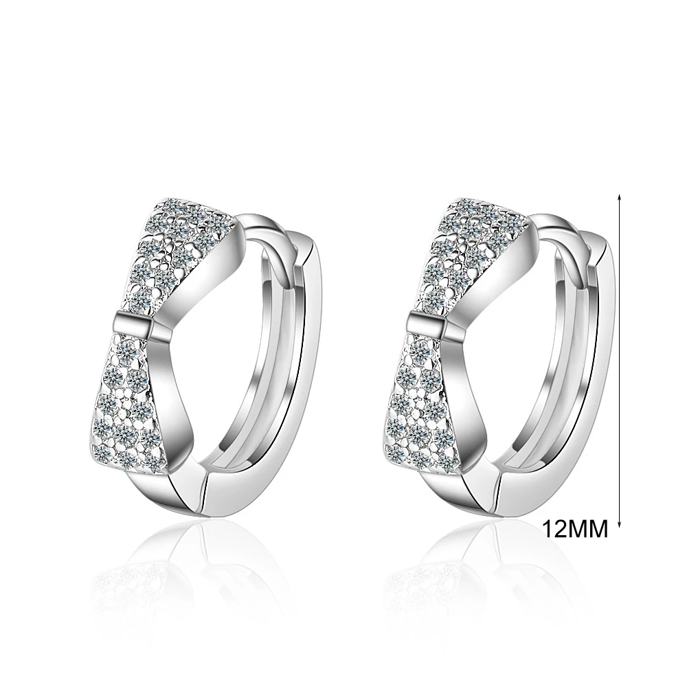 Женские серьги-кольца MEETSOFT из серебра 925 пробы с маленьким бантом | Украшения и