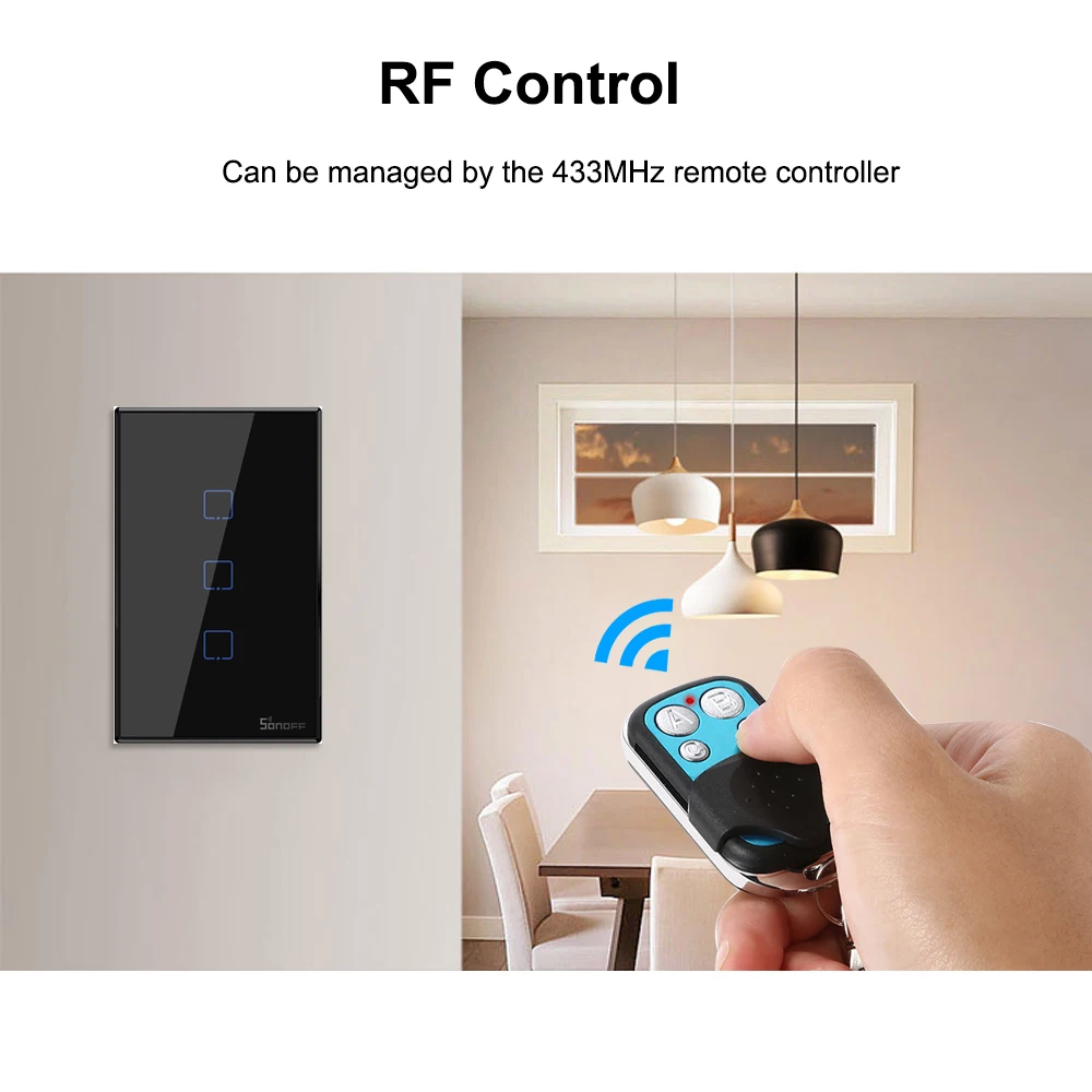 Умный настенный выключатель SONOFF T3US Wi-Fi 433 МГц | Электроника