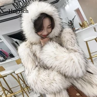 korean 2020 new hooded raccoon dog fur short high end fur casual coat womens winter fashion young long sleeve fox fur top