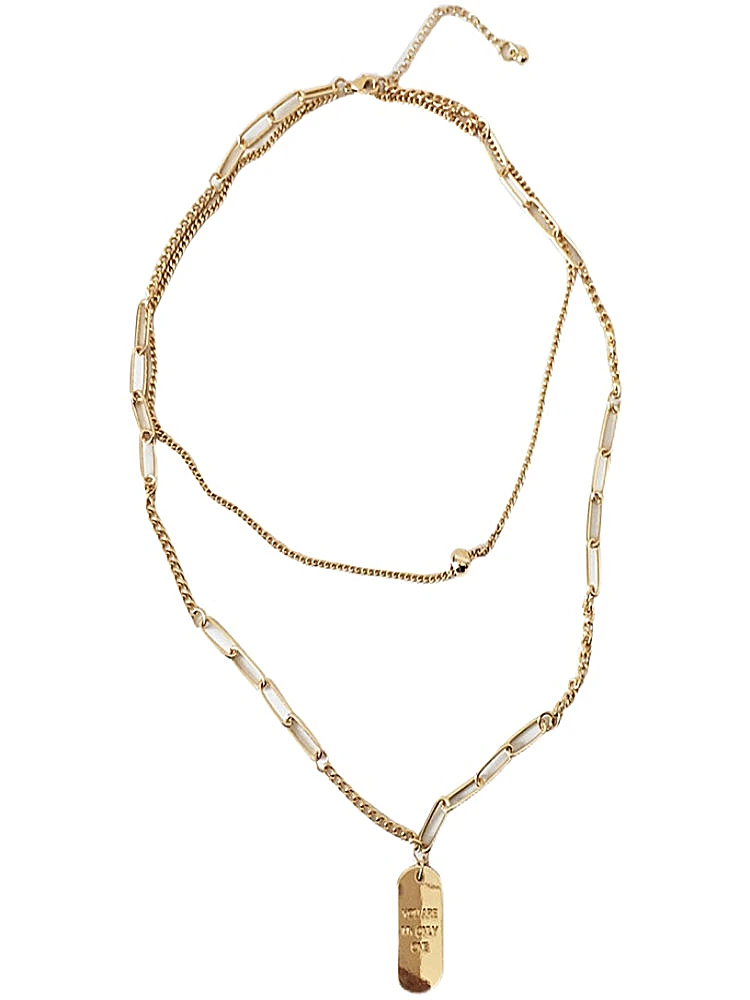 

kshmir Temperament European wind double chain creative fashion letter pendant choker personality trend web celebrity necklace