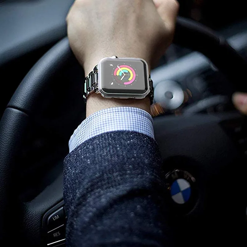 Мягкий силиконовый бампер для Apple Watch SE 6 5 4 40 44 мм модный прозрачный защитный чехол