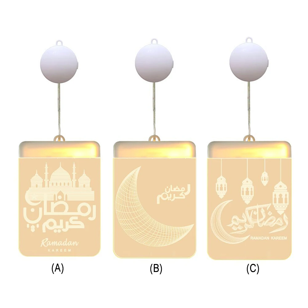 

New 3D Ramadan Lantern Lights Eid Mubarak Islam Muslim LED Hanging Window Modeling Night Lamp Home Decoration Supplies