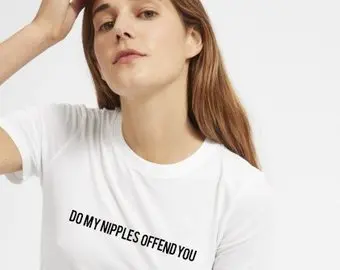 Женская футболка с коротким рукавом и надписью Do My obs Offend You|Футболки| |