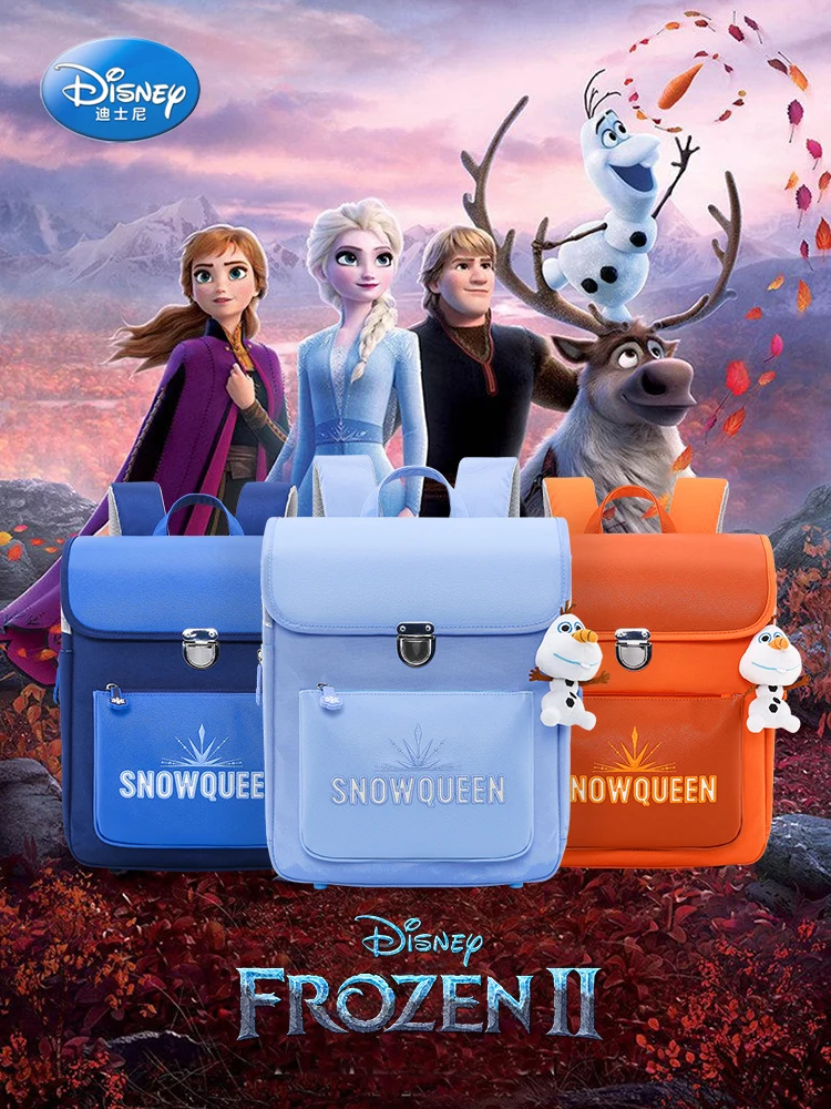 Original Disney Schoolbag Female Frozen 6-12 Years Old Pupils Ridge Protection Backpack Children Noble Backpack Male