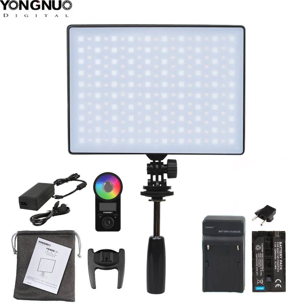 YN300Air II KIT YONGNUO YN300Air II YN-300 Air Pro RGB светодиодный светильник для видеокамеры, дополнительно с зарядным устройством для аккумулятора, светильник для фотосъемки+ адаптер переменного тока - Цвет: YN300Air II KIT