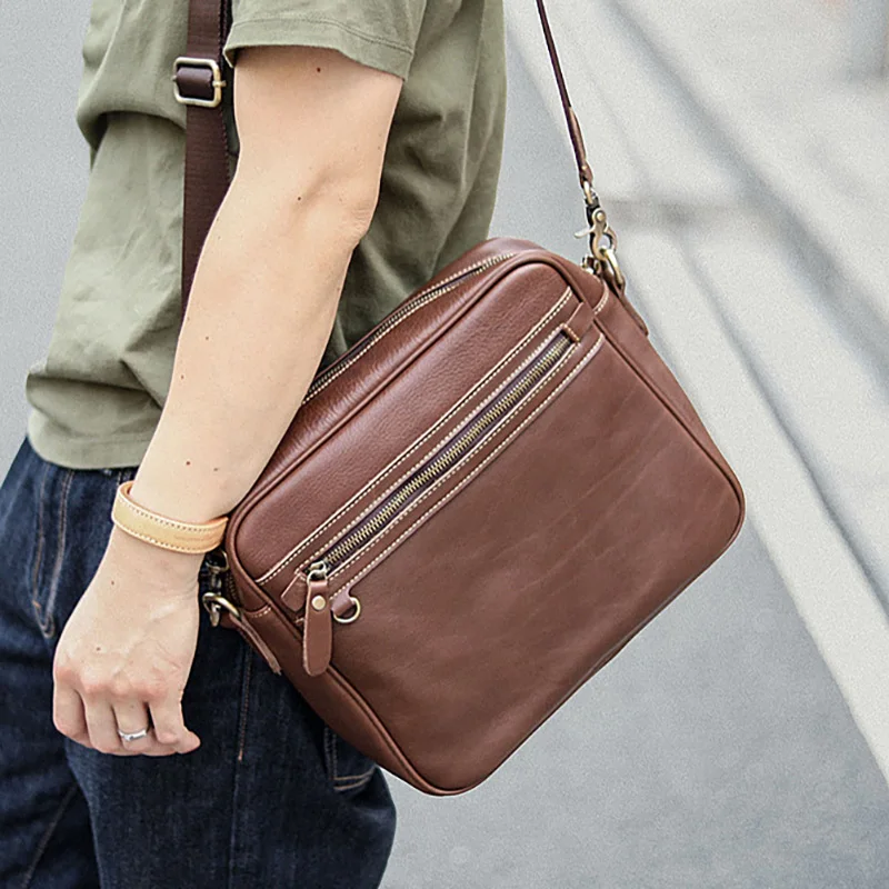 Мужская Наплечная косая сумка AETOO кожаная перекрестная для мужчин ретро ручной