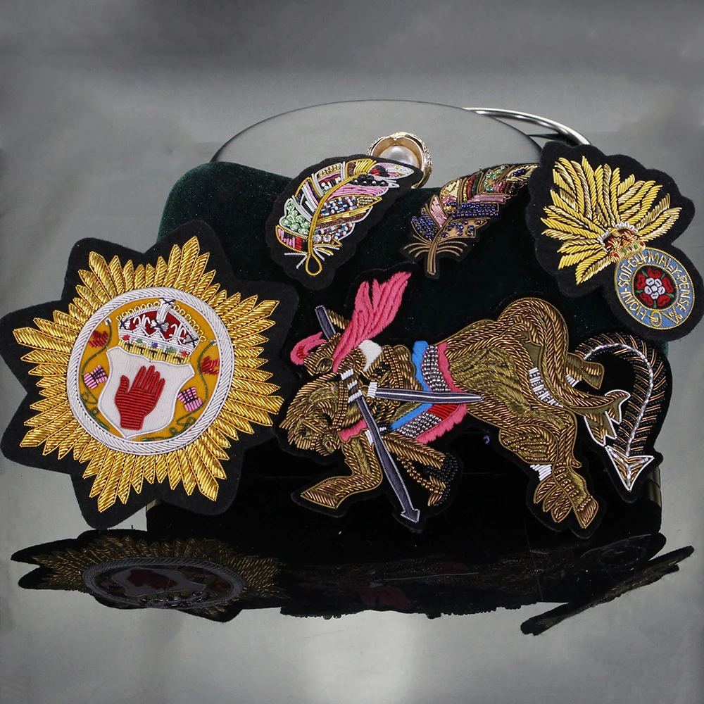 Усовершенствованная шелковая металлическая пружинная нашивка ручная вышивка