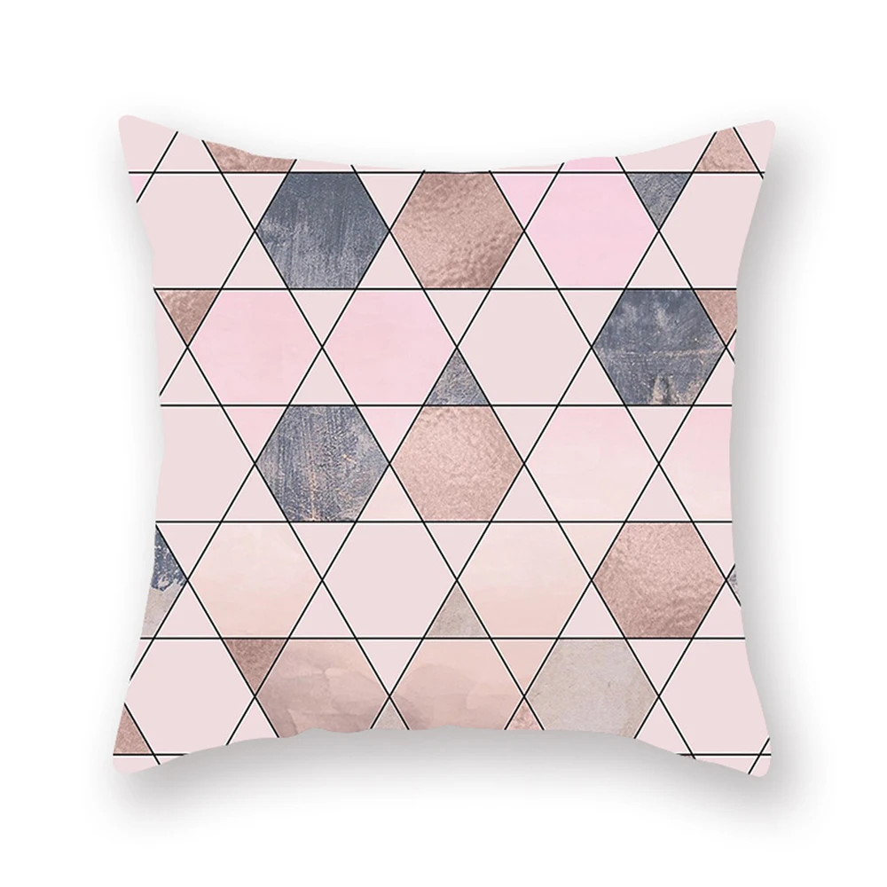 Розовый геометрический нордический Чехол на подушку с принтом наволочка