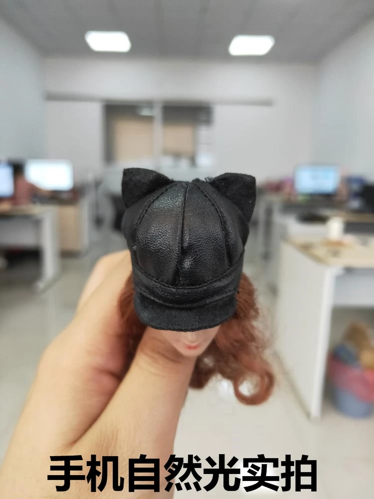 

1:6 Soldier Doll Parts Girl Hat Cat Ears Cute Peak Cap Trendy Leather Hat In Stock For Collection