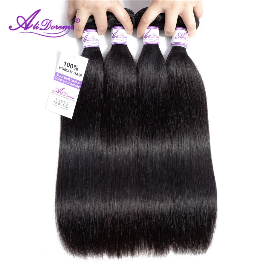 Пряди бразильских прямых волос натуральный цвет 1/3/4 шт. 8-28 дюймов 100% Alidoremi