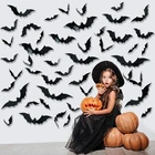 12 шт.компл., черный 3D ПВХ летучая мышь, Хэллоуин, украшение для дома, Настенный декор, вечерние товары, украшение дома, настенные наклейки