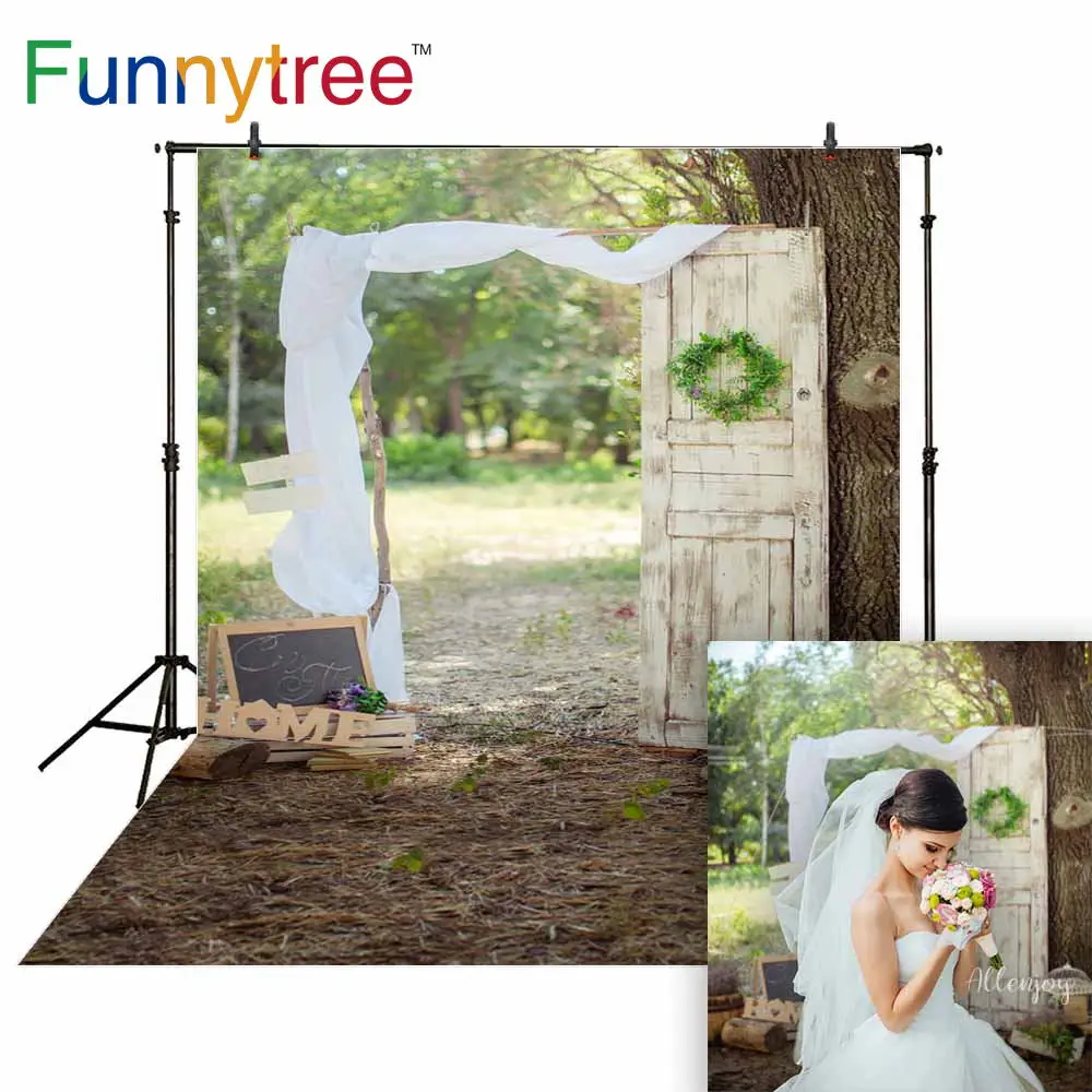 

Фоны Funnytree Свадебные в деревенском стиле для фотостудии Винтажные белые двери цветы дерево Природный Фотофон для фотостудии фотосессия