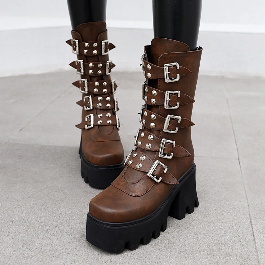 Новый бренд Дамская обувь на не сужающемся книзу высоком массивном каблуке