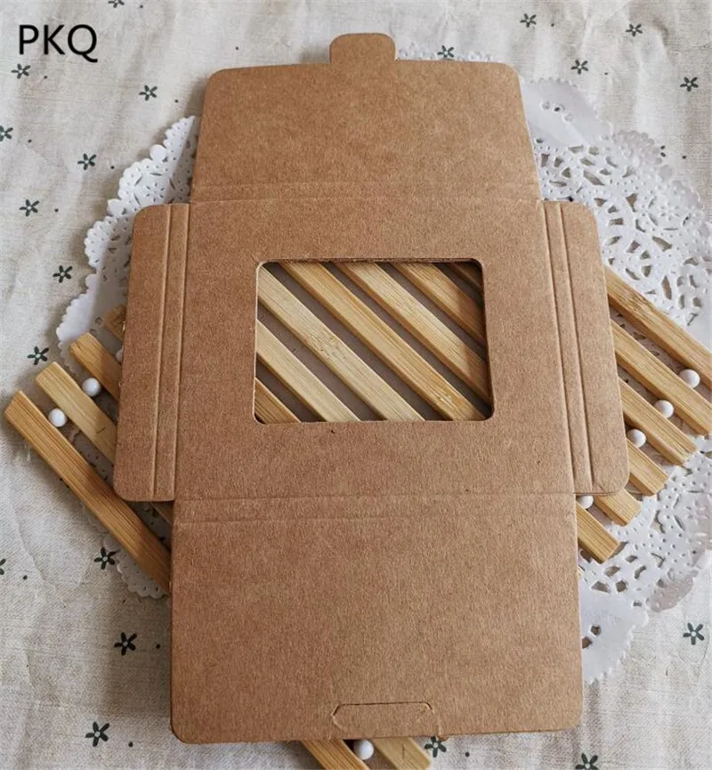 50 шт. винтажная чистая крафт-бумага коробка с окном DIY Многофункциональный Конверт коробка для открыток поздравительных открыток упаковочные коробки
