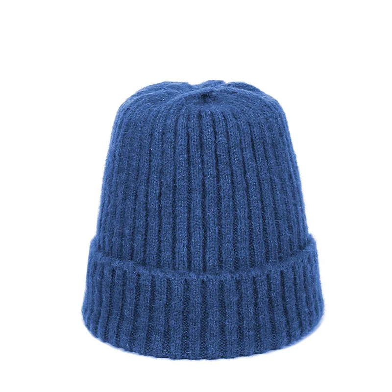 Kids Winter Solid Color Wool Knit Beanie Children Fashion Casual Hat Warm Boy Girl Soft Thicken Hedging Cap Slouchy Bonnet Ski - Цвет: C