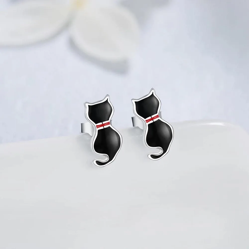 

2021 Contemporary And Contracted Style Earrings Black Cats Animals Creative Design Jewelry Girl Beautiful Stud Earrings