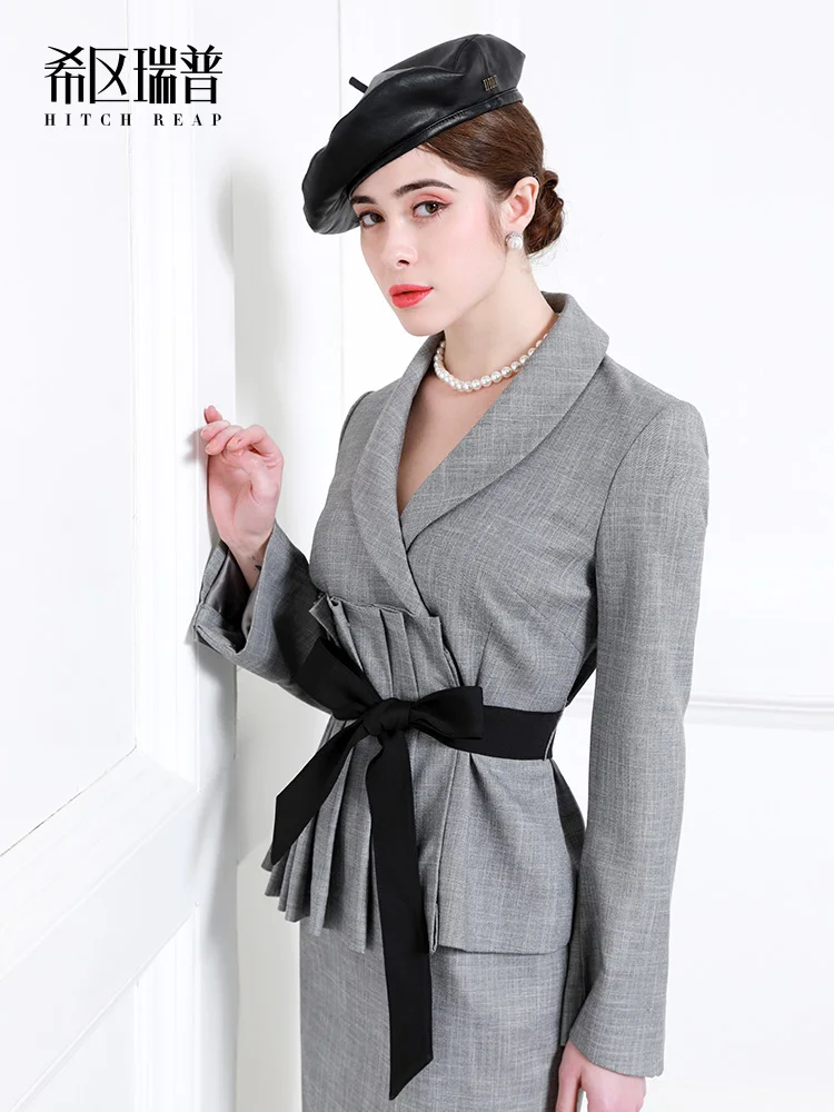 High End Fashion Professional Suit Women'S 2021 Spring Fashion Lace Up Green Fruit Collar Skirt Two Piece Set