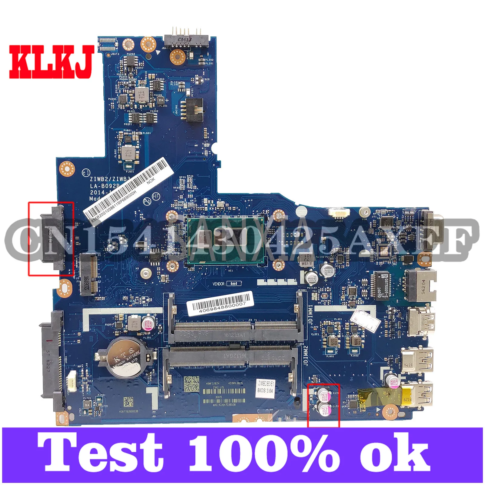 

KLKJ LA-B091P материнская плата для ноутбука Lenovo E40-70 оригинальная материнская плата I7-4500U