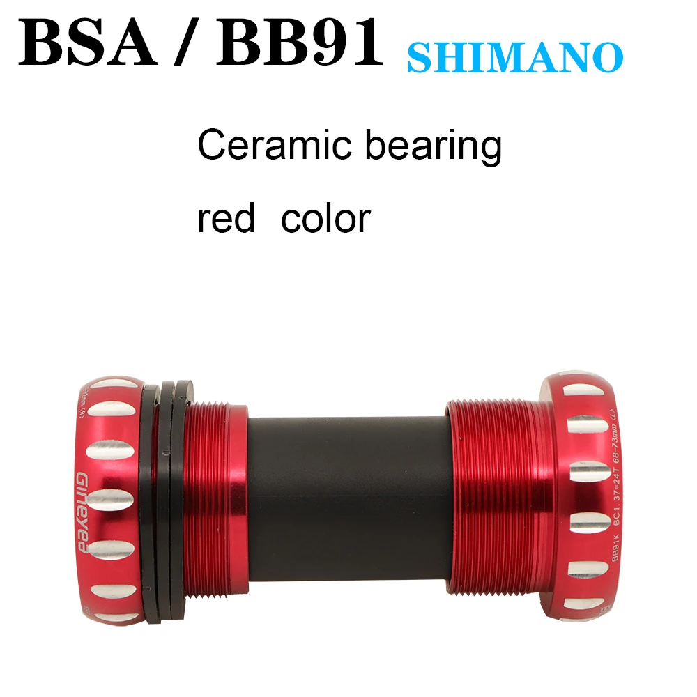 BB86-91thread24 c R Gineyea Нижний Кронштейн bb86 bb91 bb91 BSA для shimano 22 24 19 41 мм керамический дорожный велосипед MTB красный фиолетовый цвет - Цвет: BB86-91thread24 c R