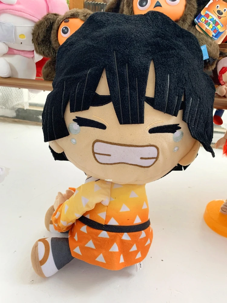 &iexcl;30cm en stock! Figura de anime de Demon Slayer, Zenitsu Agatsuma de peluche de juguete, original japon&eacute;s-1